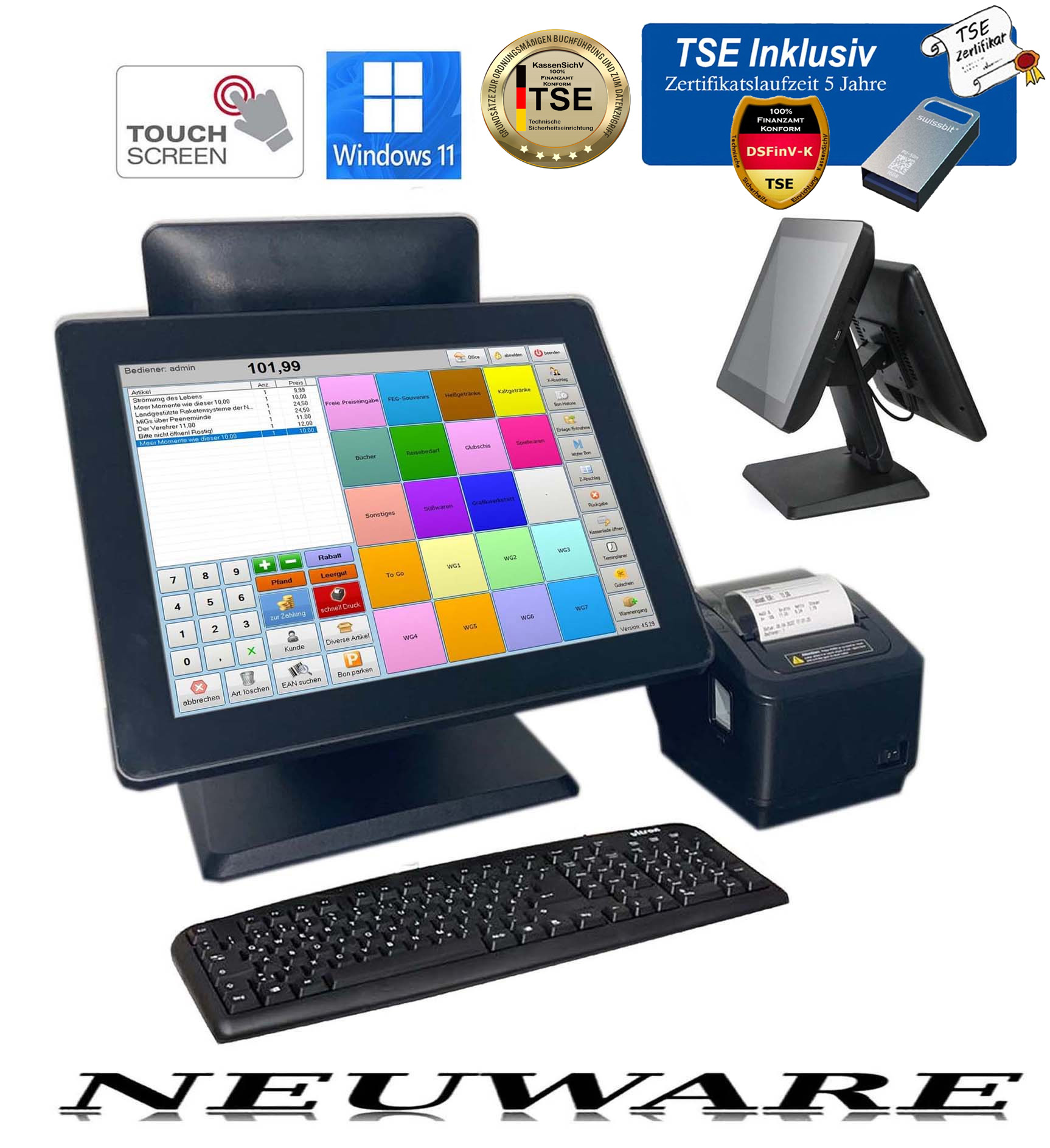 Elektronische Registrierkasse – Kassensystem Für Supermarkt, Kiosk & Einzelhandel, Neu